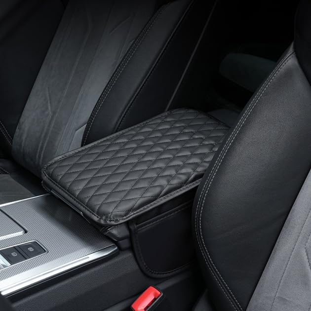 Car Armrest Cover for Nissan Sentra 1982–2025 2026 B18, Center Console Pad, Leather Armrest Box Protector, Waterproof Anti-Scratch Console Lid Cushion,Comfort Interior Accessories,A-Black