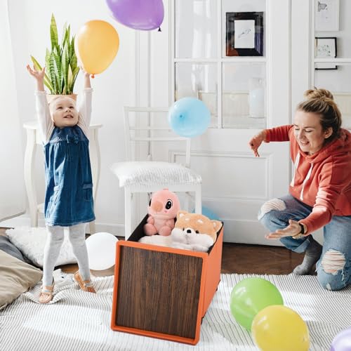 Storage-Ottoman-for-Living-Room-Ottoman-Square-with-Tray-Bedroom-Cube-Foot-Rest-Stool-with-Legs-Small-Ottomans-Coffee-Table-Lid-Foldable-Footstool-Faxu-Leather-15-in-Orange Storage Ottoman for Living Room Ottoman Square with Tray Bedroom Cube Foot Rest Stool with Legs Small Ottomans Coffee Table Lid Foldable Footstool Faxu Leather 15 in Orange