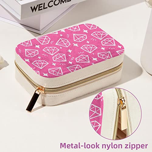 Boîte de rangement en velours pour boucles d'oreilles rose compacte avec zip - 7