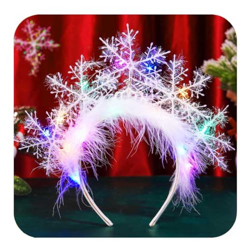 CAKURE Light up Snowflake Headband LED Christmas Headbands Holiday Headwear Xmas Hair Accessories for Women