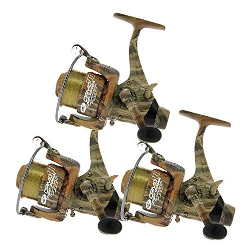 3 x Camo40 Carp Runner 3BB Fishing Reel with 12lb Line + Spare Spool NGT