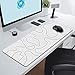 DIGSOM Mouse Pad Gaming Mousepad 31.5 x 11.8 in Large Mouse Pad for Keyboard and Mouse with Anti-Slip Rubber Base, Keyboard Pad XL Mouse Mat for Home and Office(White with Black Topographic Line)