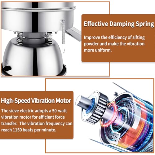Sidasu Automatic Vibrating Sieve Shaker – 40 Mesh + 60 Mesh Flour Sifter, Electric 110V 55W Sifter Machine for Flours, Herbal Powder