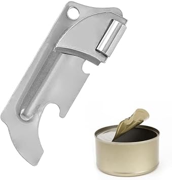 Silver Stainless Steel Military Style Can Openers, Can Opener Keychain, Military Style Can Openers Portable Can Opener for Kitchen Travel Camping Survival Manual