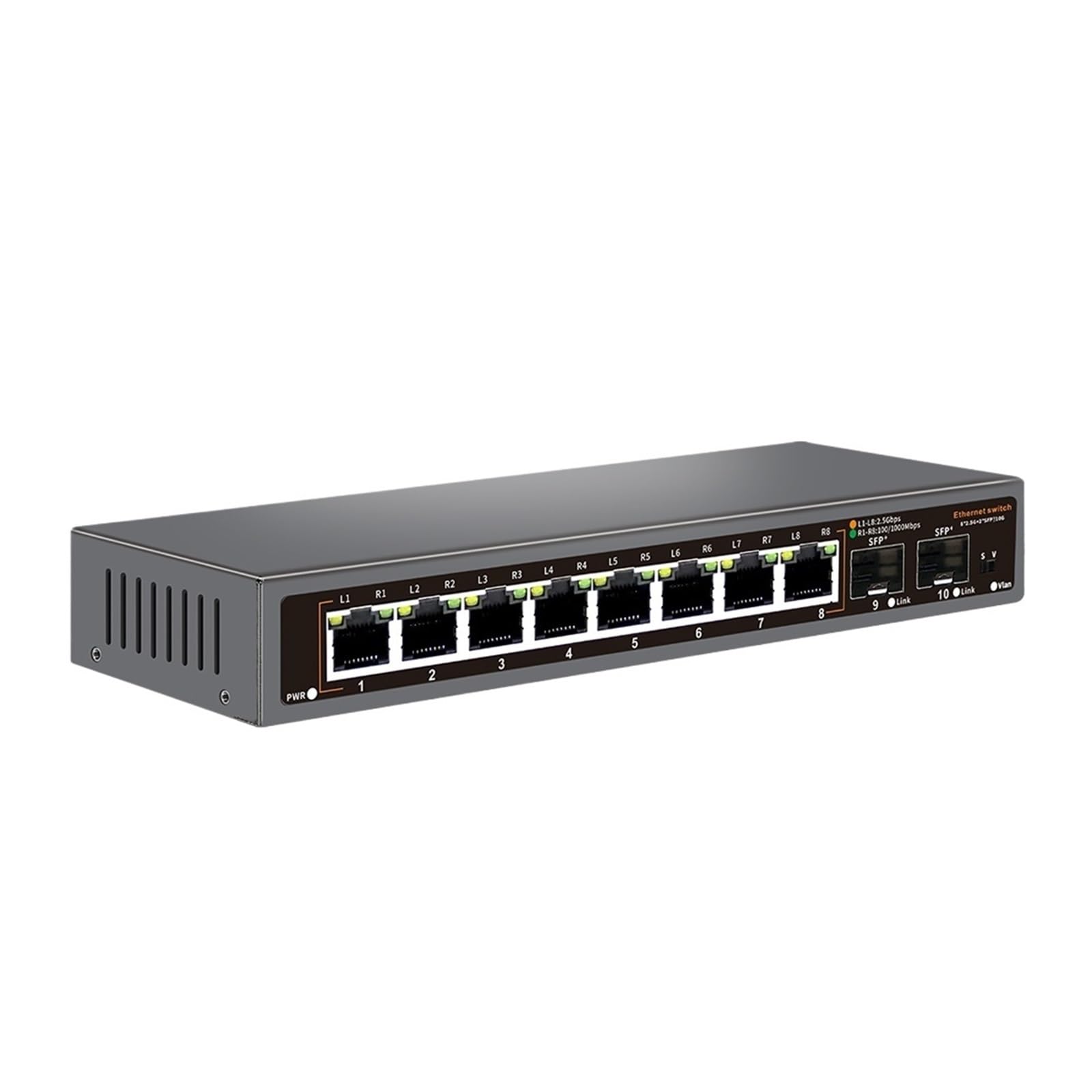 Commutateur réseau Ethernet 2,5 G 8 + 2 ports 2500BASE-TX avec 2 ports SFP 10 G pour caméra IP/CCTV de sécurité (prise européenne)