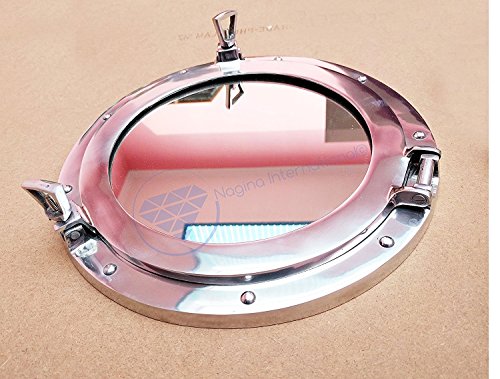 Nagina International Premium Polished Aluminum Porthole Mirror | Pirate's Home Decor Collection | Maritime Gift (15 Inches)