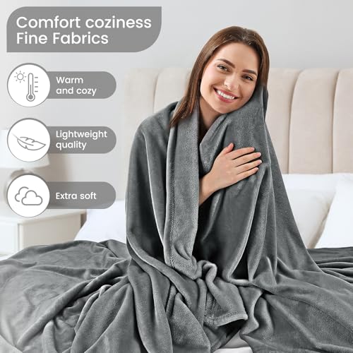 berssen 200x230cm Kuscheldecke Flauschig, Weiche Antistatik Fleecedecke, Dicke Sofadecke, Erweitert Kuscheldecke Flauschig, Maschinenwaschbar, ohne Geruch, Dunkelgrau