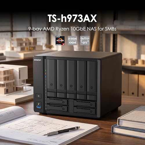 Image of QNAP TS-h973AX-32G 9-Bay QuTS Hero NAS with 10GbE /2.5GbE Connectivity
