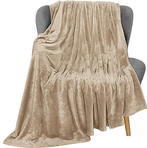 Utopia Bedding Fleece Blanket Throw Size Camel 300GSM Luxury Fuzzy Soft Anti-Static Microfiber Bed Blanket (60x50 Inches)