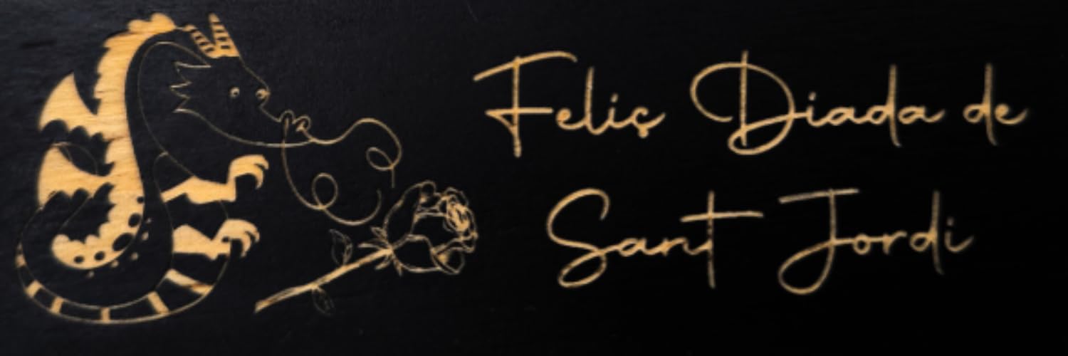 Rosa Sant Jordi de Hierro Forjado 22 cm con Base de Madera Grabada - Regalo Original Diada Sant Jordi