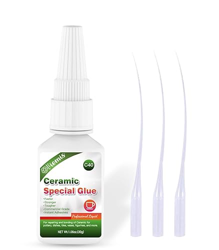 Viomis Pegamento de cerámica de 1.06 oz, súper pegamento de cerámica instantánea para reparación de porcelana y cerámica, secado rápido, resistente