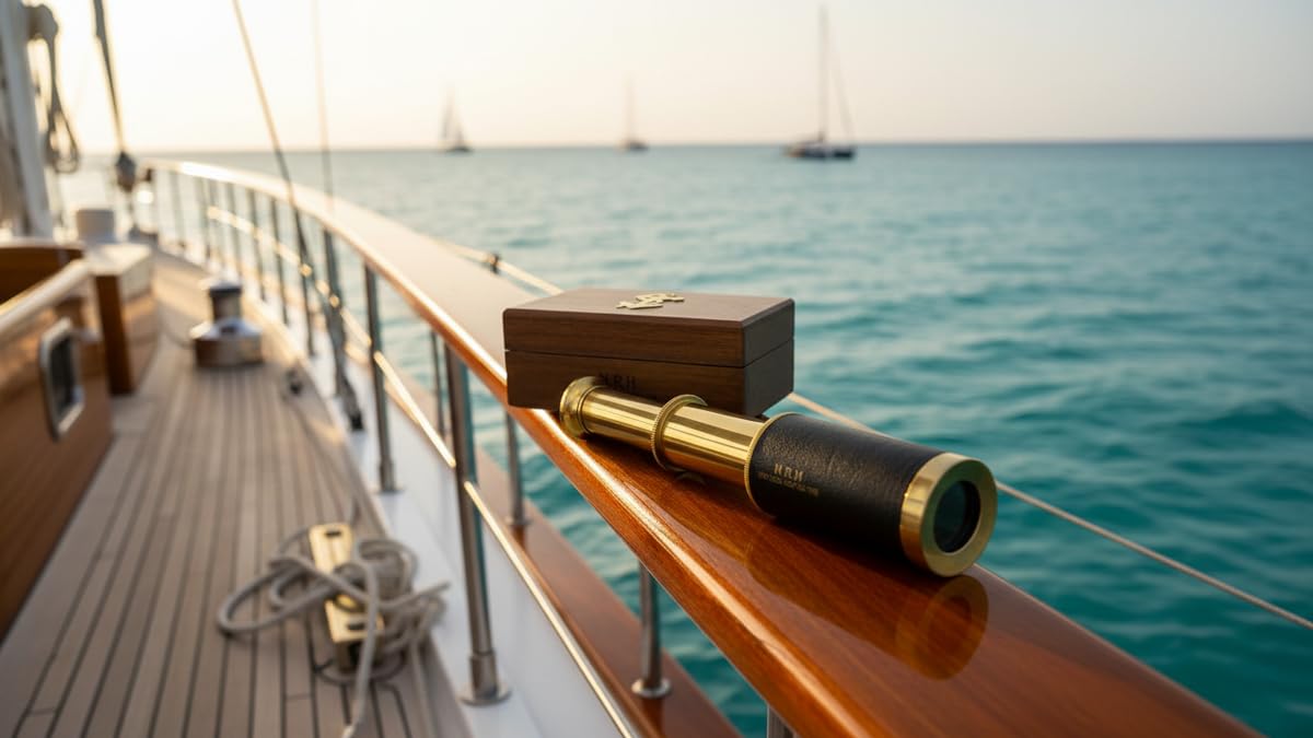 ITDC 6" Handheld Brass Telescope with Wooden Box - Pirate Navigation 4