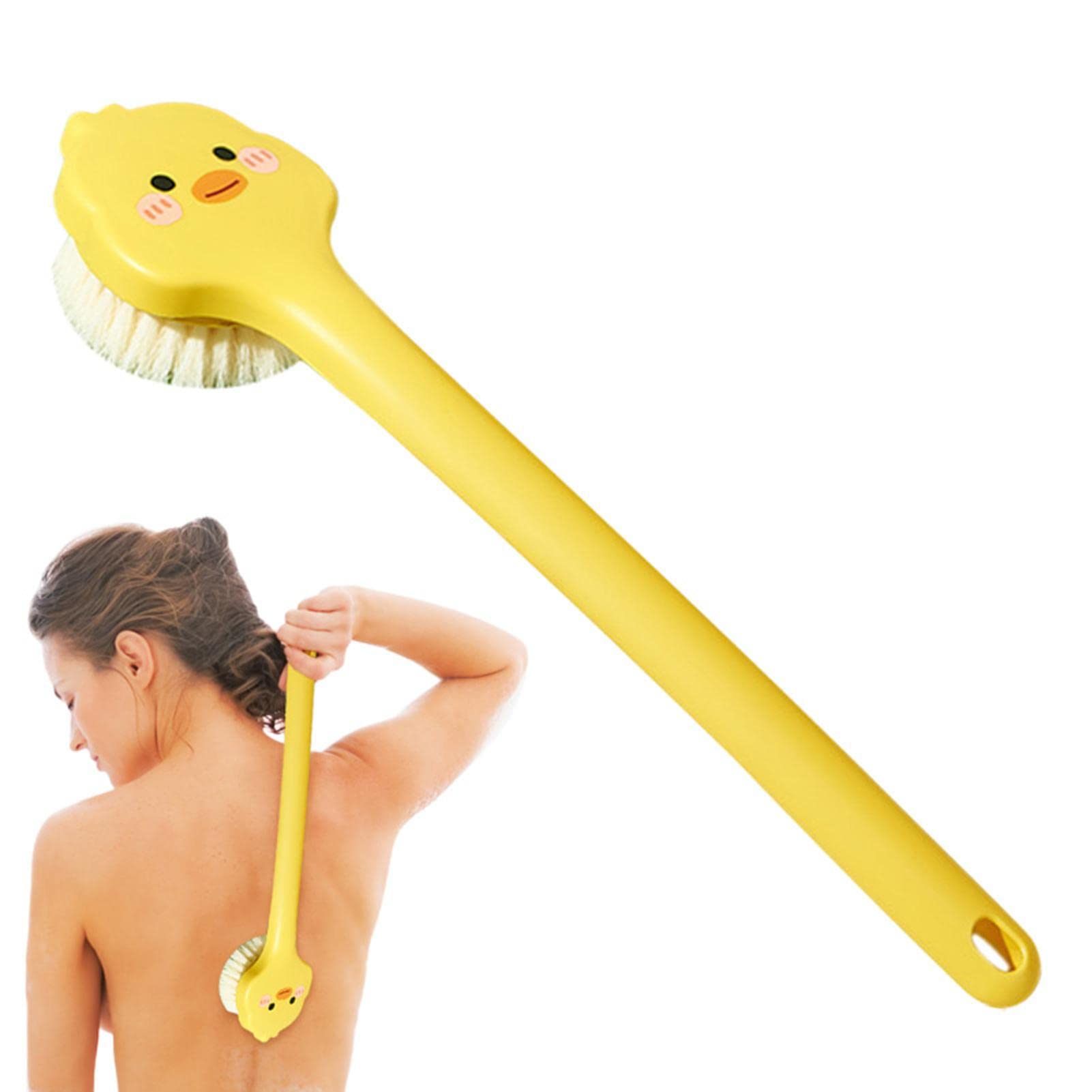 gaomin Shower Back Scrubber | Little Yellow Duck Back Brush Long Handle for Shower | Cute Back Brush, Shower Brush for Body, Skin Exfoliator, Back Scrubber with Gentle Bristles for Bath