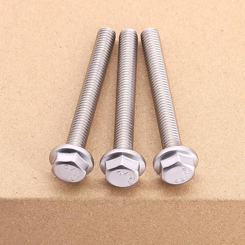 Image of 5 /16-18 x 2 inch (10 pcs) Flanged Hex Bolt Screws, ASME Standard Flanged Hex Head Bolts, 304 Stainless Steel 18-8, Full Thread, Coarse Thread UNC