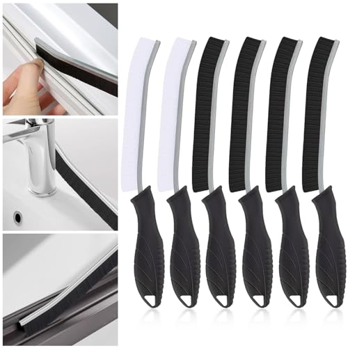 Paquete de 6 cepillos de Limpieza de Esquinas de cerdas duras, Limpiador de articulaciones para baño, Cocina, Inodoro y lechada, Herramientas multifuncionales de Limpieza Profunda