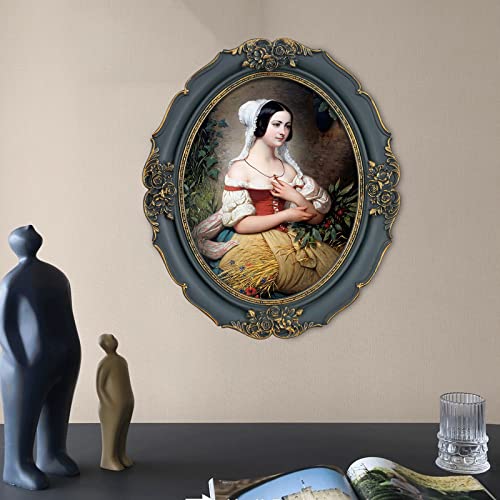 Simon's Shop 8X10 Picture Frame For Wall Oval Frames 10X8 In Blue With Gold Trim, Wedding Decorations #TOP4