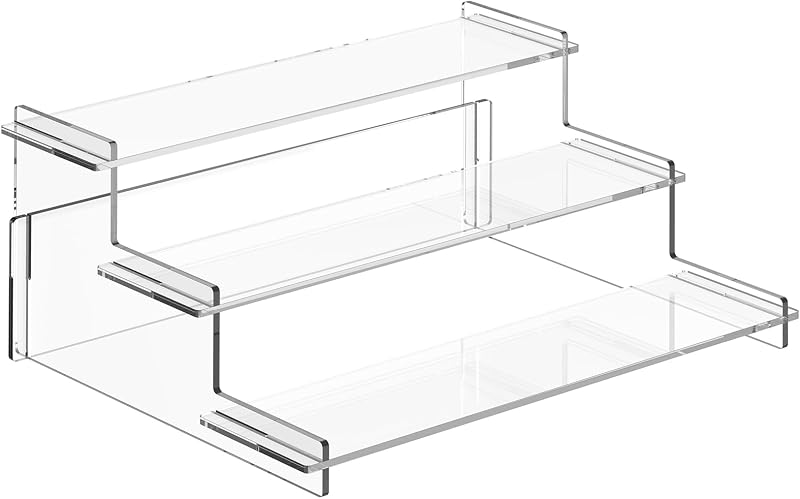 Acrylic Risers Display Stand, 3 Tier Cupcake Holder, Perfume Organizer | Clear Display Shelf for Figures and Collection, Dessert Shelves for Party, Display Risers for Decoration and Organizer
