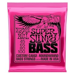 Ernie Ball Super Slinky Nickel Wound Bass Guitar Strings, 45-100 Gauge (P02834) - Les Beatles, Paul McCartney, John Lennon, RIngo Starr, George Harrison