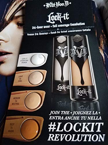 Kat Von D Lock-It Hydration Primer & Foundation Samples - Light 44, Medium 54, Deep 76