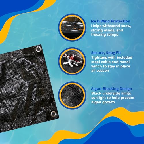 Bâche d'hiver pour piscine hors sol 12 pieds Blue Wave Defender en maille noire robuste
