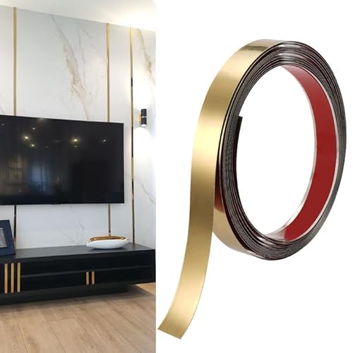 20 mm x 5 m Zierleisten Selbstklebend Gold, Edelstahl Zierleisten Wand, Wandleisten Selbstklebend Deko, Stuckleisten Deckenleisten Zierleiste Selbstklebend Flexibel,Leisten für Decken, Boden, Wand