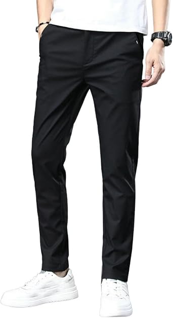 Mens Summer Thin Ice Silk Korean Style Trendy Casual Slim Straight Pants