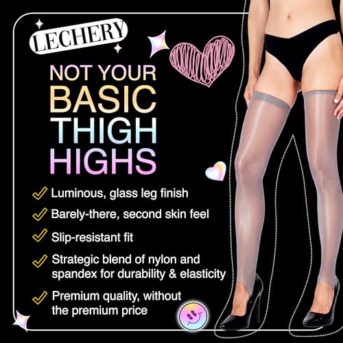 LECHERY Stirrup Thigh High Stockings, Lustrous Silky Shiny Stirrup Stockings for Women Thigh High Leg Warmers Hold Up Hosiery by LECHERY - Used condition - Image 2