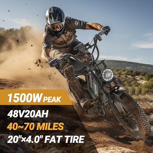Electric eBike | Full Suspension | 1500W Peak Motor | 31/25 mph Top Speed | 25–70 Range | 48V 960/748 Wh Removable Battery | LED Headlights | 20/16-Inch All-Terrain Fat Tires |APP - Image 3