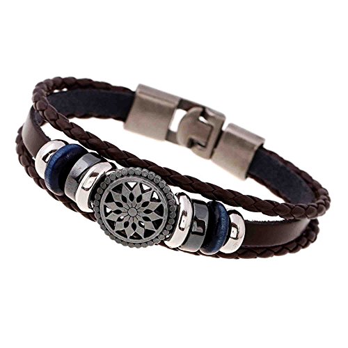 iEverest Cuir Poignet Bande Weave Bracelet pour Hommes/Femmes Bijoux Unisexe enVintage Bohème Perles Multicouche en Cuir et Un Bracelet en Corde Cover