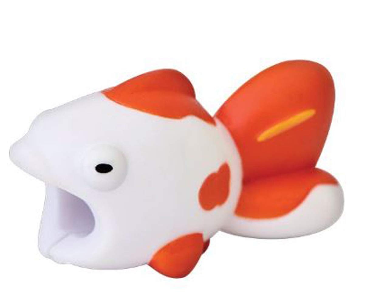 CABLE BITE Goldfish USB Cable Protector, 1 Count, Orange, Fish Shape