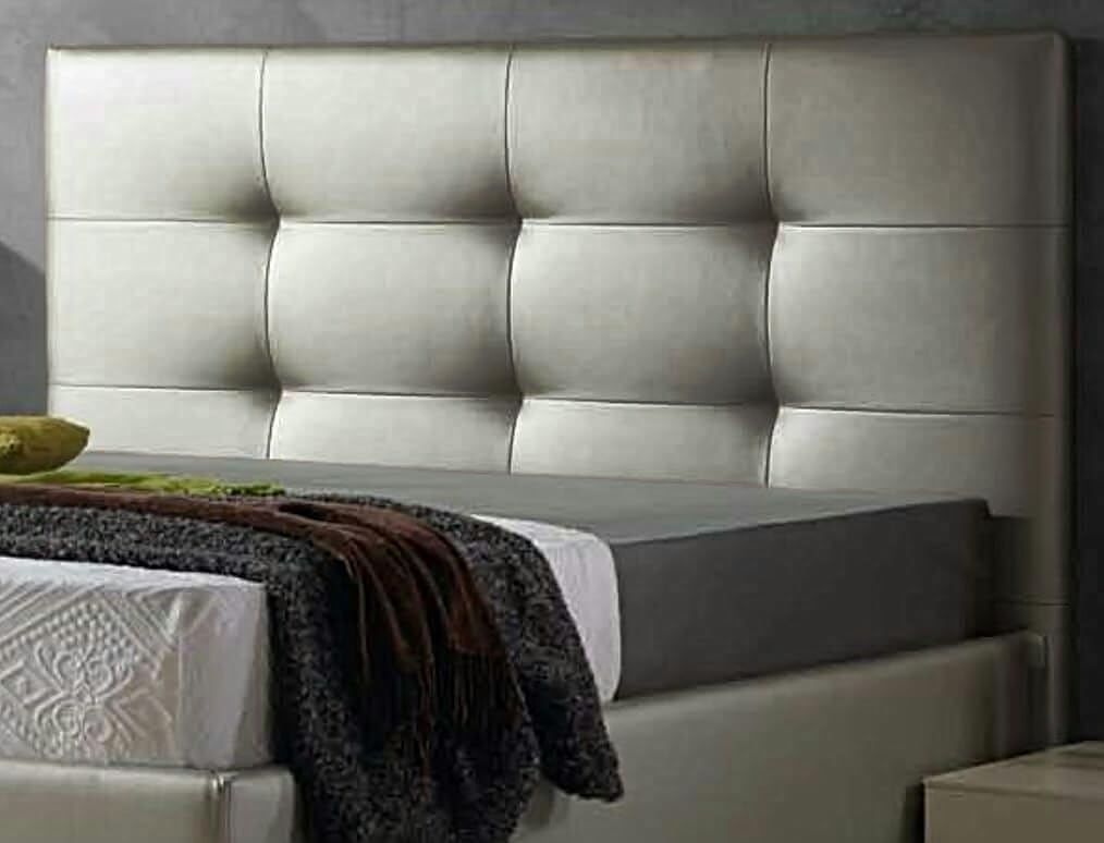 ED Cabecero Cama tapizado Polipiel Mod. Texas Todas Las Medidas y Colores (Plata, 135 * 70)