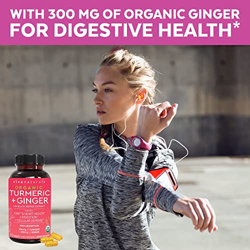 Organic Hair Skin And Nails Vitamins + Organic Turmeric With Black Pepper & Ginger Bundle, Made With Biotin 5000Mcg For Healthy Hair, Turmeric For Natural Joint Support #TOP2