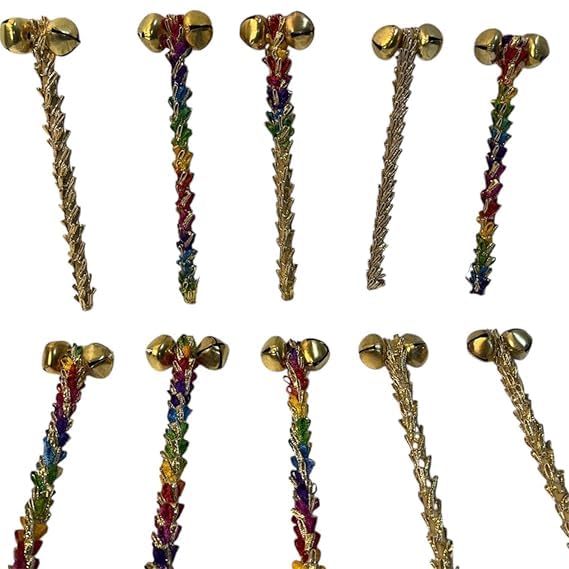 Kalka Traders Wedding Rattles, Wooden Stick with Bells and Lace, Multi-Colour, 20 cm, Rustic Bridal Shower Party Decorations, Set of 10-image-38