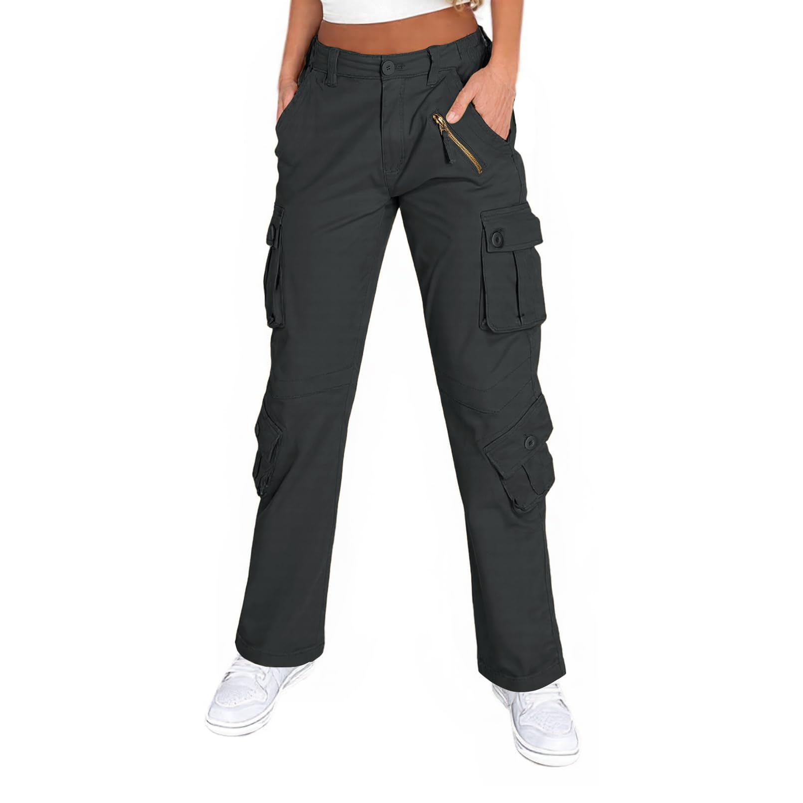 Alfiudad Womens Cargo Pants with Pockets Womens Casual Military Army Hiking Combat Tactical Work Pants Trousers