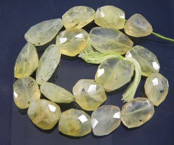 Prehnite naturelle en perles de 17-23 mm LKBEADS 15.5" nugget facetté pierre pour bijoux DIY