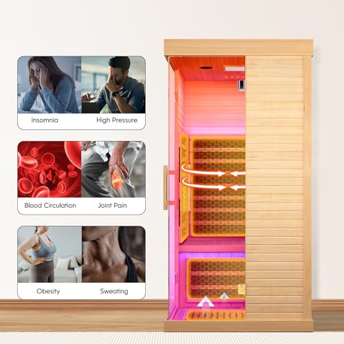 Image of Sauna Room Indoor Far Infrared Saunas Home Canadian Hemlock 1450W Low-EMF