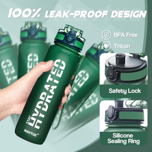 Image of Water Bottle 32 oz Motivational Time Marker Tritan Bottle