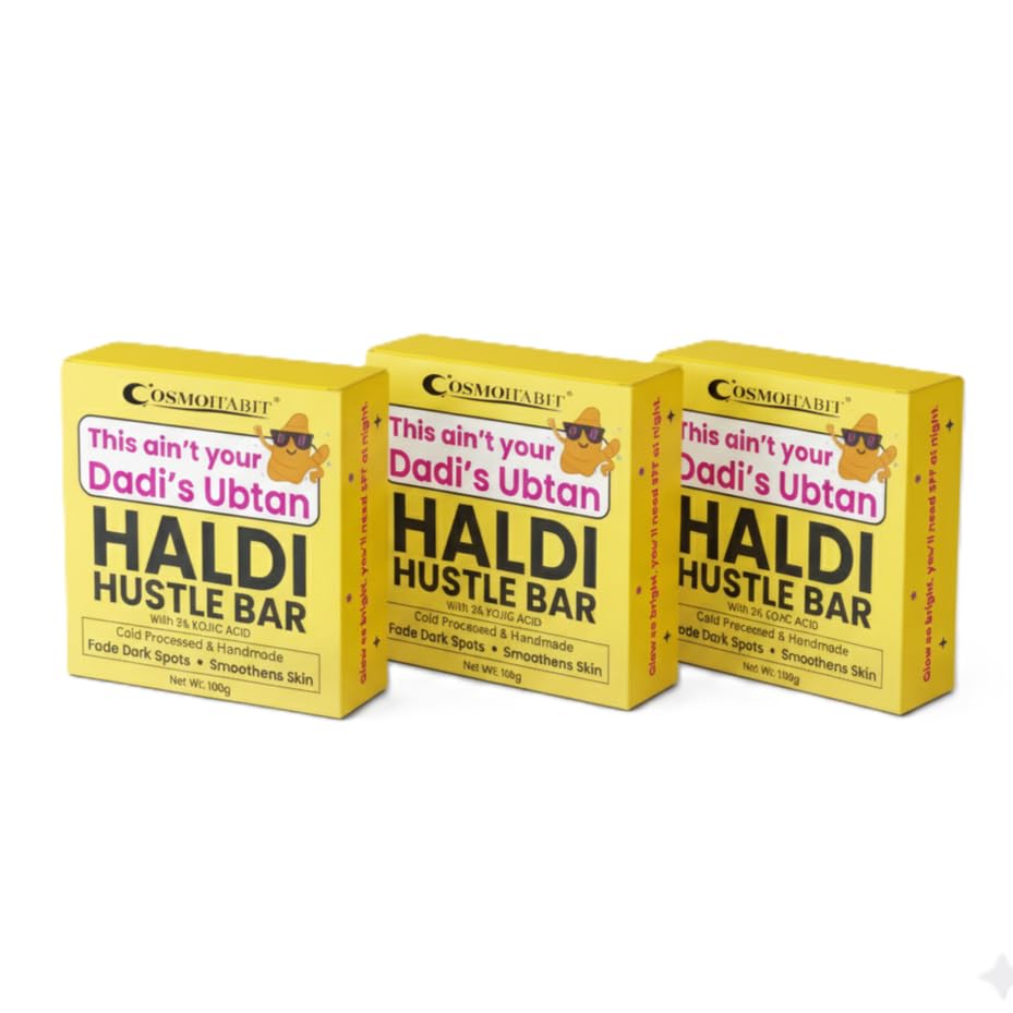 Image of Haldi Hustle Bar with 2% Kojic Acid, Cold Processed Handmade Soap, 100g (3)