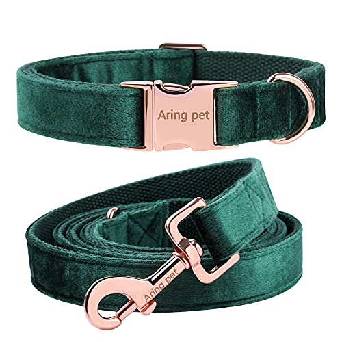 ARING PET Hundehalsband und Leinenset, Samthundehalsband und Leine, weiche, Bequeme und verstellbare Hundehalsbänder für kleine mittelgroße Hunde.