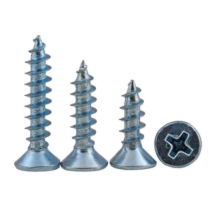 50Pcs Galvanized Flat Head Self Tapping Drywall Screw Countersunk Head Wood Tapping Screws M3-M6 Drywall Screw Fasteners Sheetrock Drywall Screws Screw for Gypsum Board(10mm,M4)
