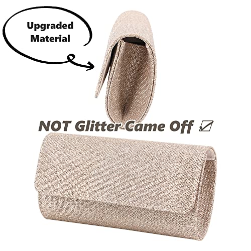 Naimo Flap Dazzling Small Clutch Bag Evening Bag With Detachable Chain (Champagne) #TOP2