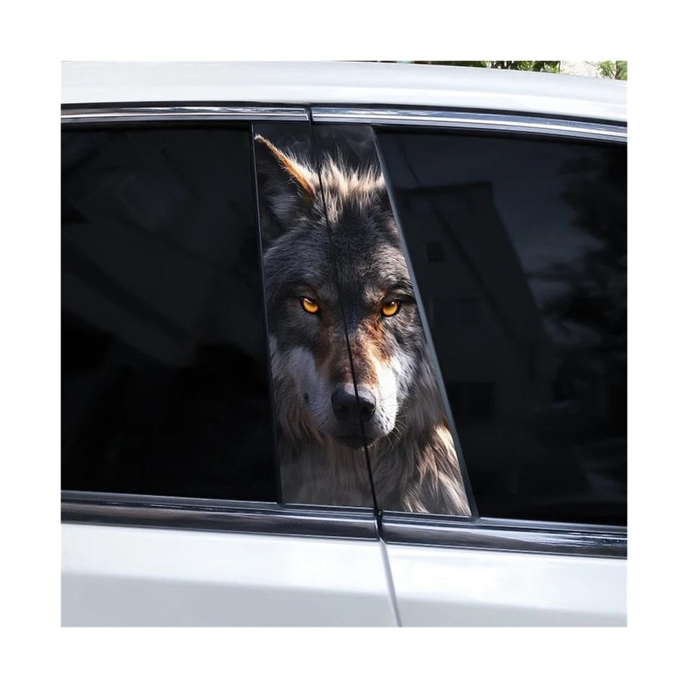 Bertdcx Q Wolf Eyes Animal Car B-Pillar Vinyl Waterproof Sticker Car Door Pillar Decorative Auto Parts(Q)