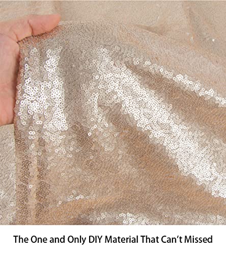 3 Feet 1 Yards-Sequin Fabric, By The Yard, Sequin Fabric, Tablecloth, Linen, For Xmas Decor (1 Yard, Champagne) #TOP3