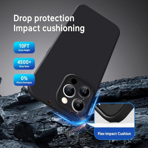 Image of DIZORO Compatible for iPhone 16 Pro Case 6.3, Slim Liquid Silicone 3 Layers Full Covered Soft Gel Rubber Phone Case Protective Cover 6.3 Inch - Black