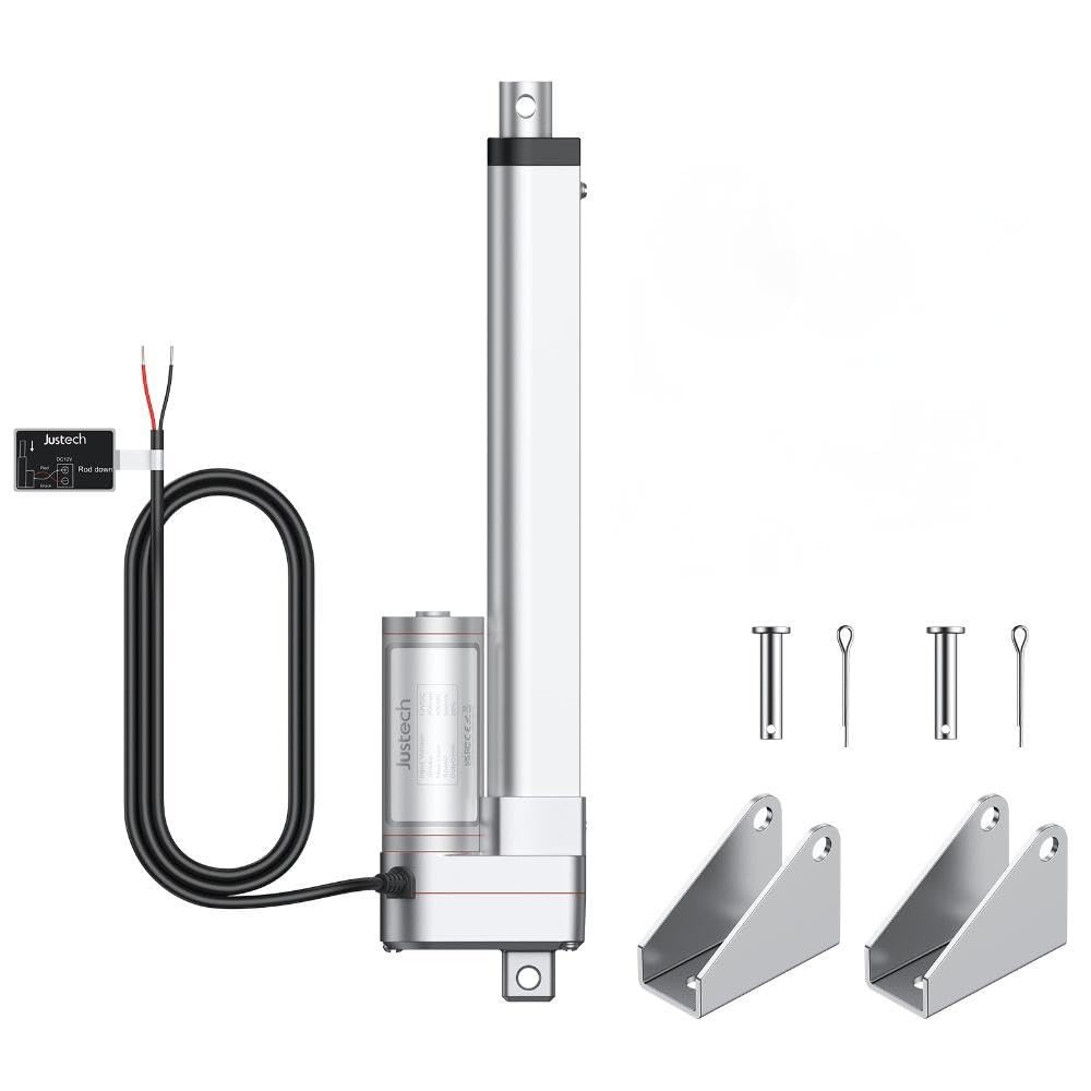 Justech 12V Heavy-Duty Linear Actuator 660LBS/3000N-8inch/200mm Silent IP65 Electric Actuator with Brackets for Electric Windows, RV Adjustments, Solar Trackers, Industrial Machinery