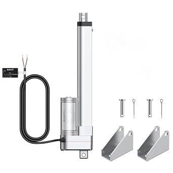 Justech 660LBS/3000N-8inch/200mm Heavy-Duty 12V Linear Actuator, Black | 3.5mm/s Fast Actuator with Brackets, Silent IP65, Built-in Limit Switch, Self-Locking for RV, Solar Tracker and Automation