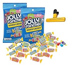CLASSIC ORIGINAL JOLLY RANCHER HARD CANDY 2 PACK -7 OZ Each | Individually Wrapped Assorted Fruit Flavor - Blue Raspberry, Green Apple, Cherry, Grape, watermelon | Cholesterol-free Fat-free Hard Candy | SameDay Shippers Bag Clip Included