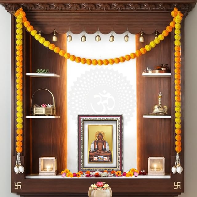 Image of DIVINITI Lord Mahavira 24K Gold Plated Foil Wall and Tabletop Photo Frame for Home Decor, Puja Room, Luxury Gifting | DG Frame 105 S2.5 (26x20 CM)