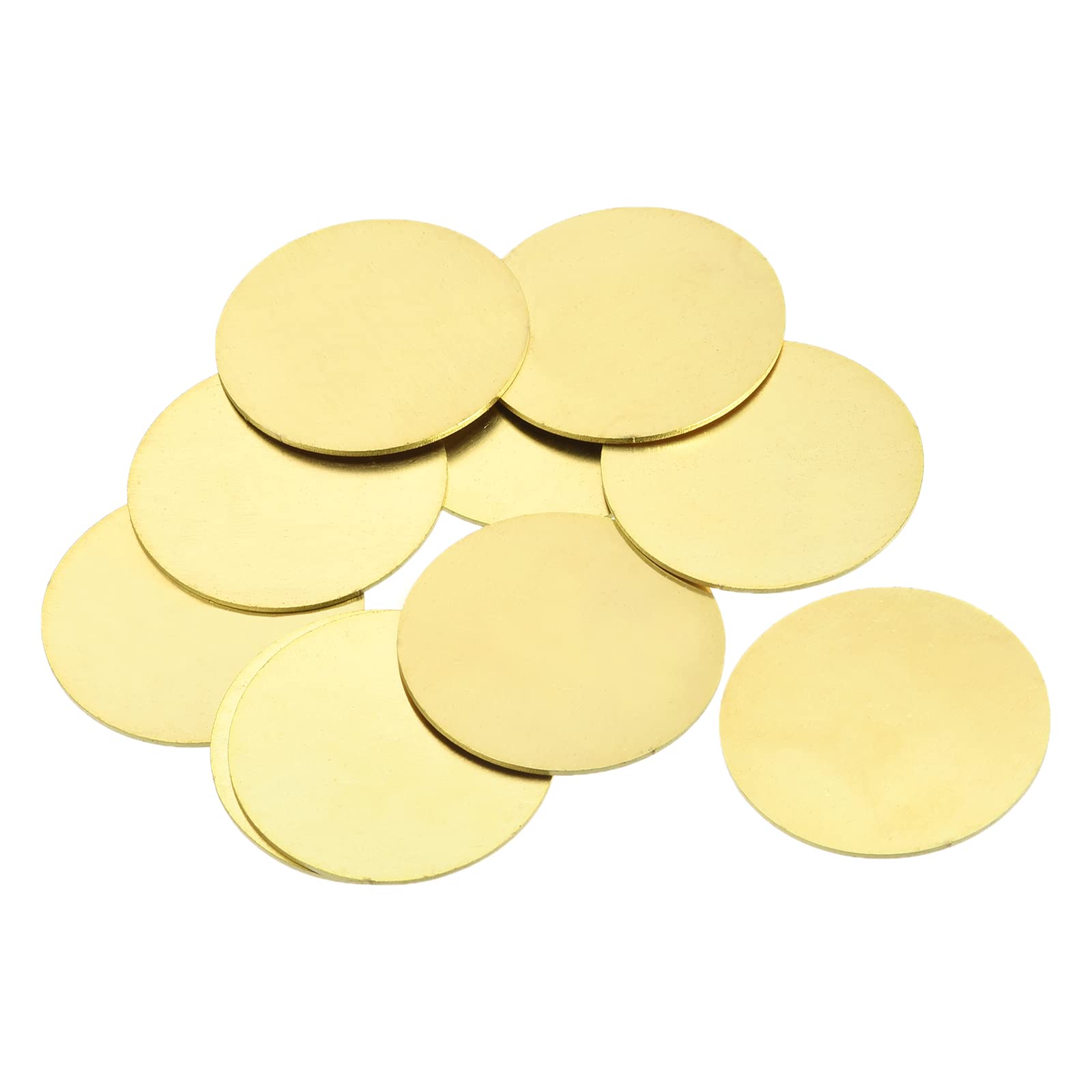sourcing map Stamping Blank Brass Round DIY Tags Yellow, 32mm/1.26" for Craft Decoration, Pack of 10