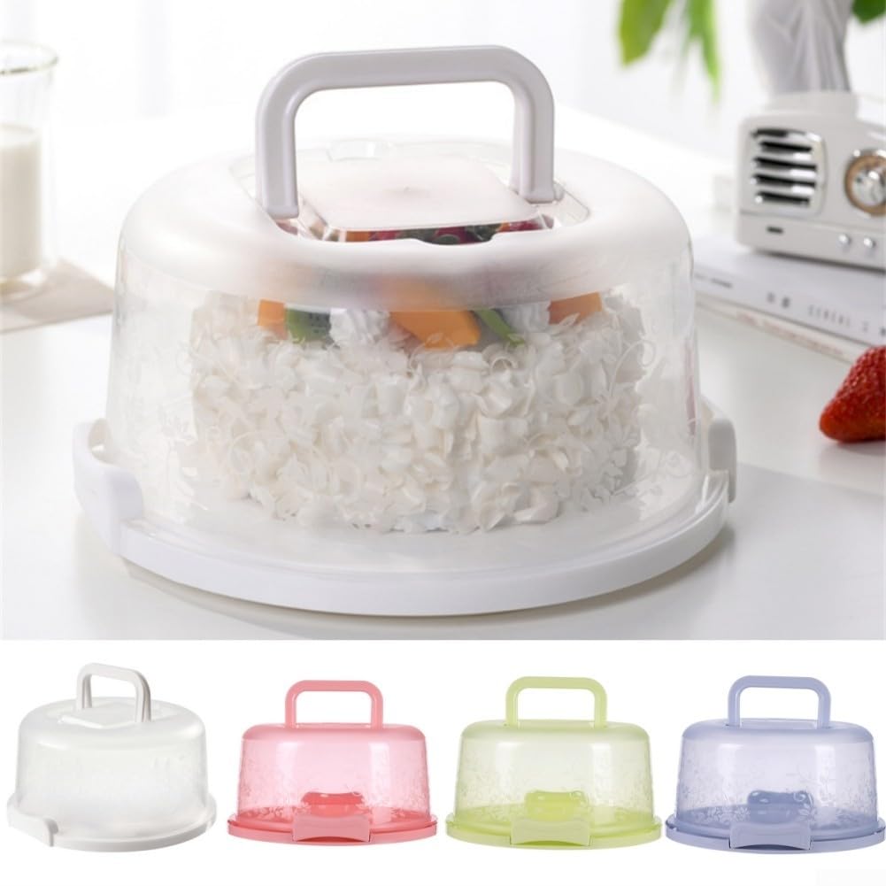 SPORTARC Boîte de rangement ronde pour gâteaux avec couvercle transparent pour fraîcheur et transport facile (vert)